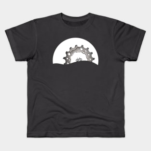 Mountain Bike Chain Ring Setting Sun Kids T-Shirt